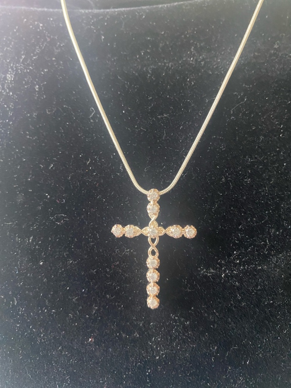 Gold Crystal Cross Pendant Necklace -925 moissanite new